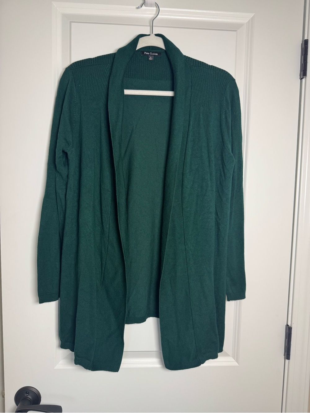 Pink Clover Dark Green Open-Front Cardigan